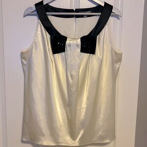 NWOT Roz & Ali Silk Blouse, with rhinestone bow, Black silk lining